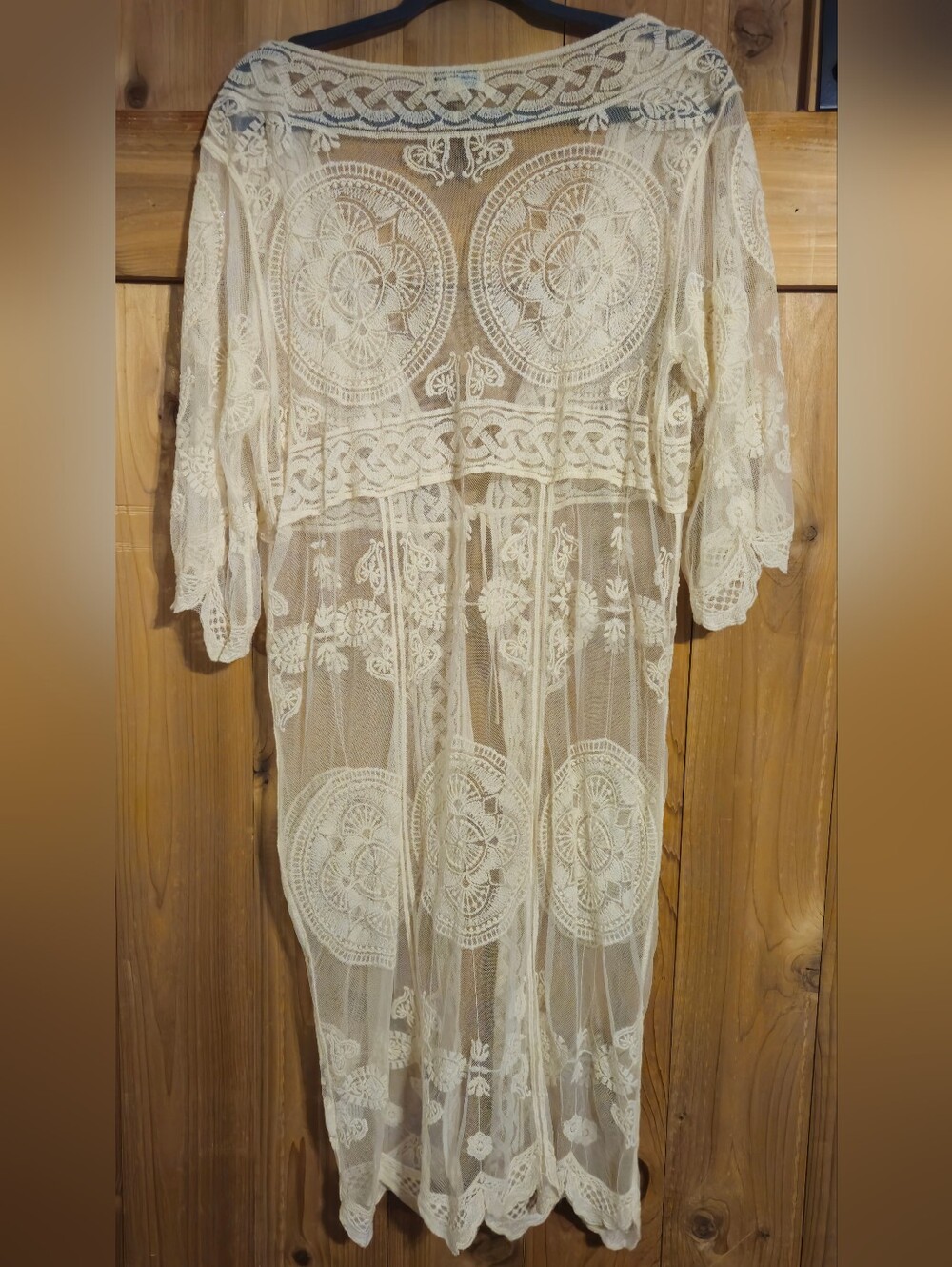 Long Sheer Lace Duster Cardigan - Picture 3 of 4